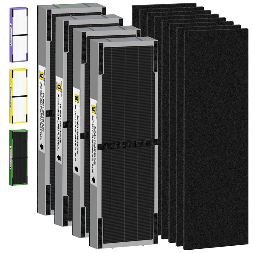 Pulluty FLT4825SM HEPA Smoke Clear Filter B Replacement Compatible with G-Guardian Air Purifiers AC4825 AC4825E AC4825W AC4300 AC4800 AC4900 AC4850,4 H13 True HEPA Filters+8 Carbon Pre-Filters