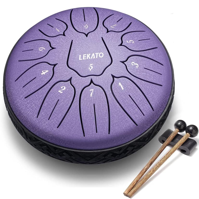 LEKATO Steel Tongue Drum 6 Inch 11 Notes, Rain Drum D Major Handpan Drum for Meditation Yoga Beginner Christmas Gift for Families/Friends,Purple