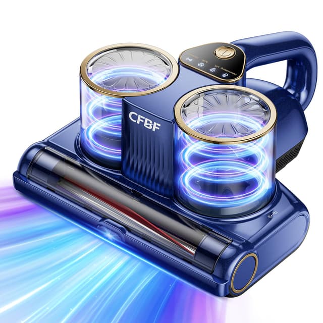 CFBF Mattress Vacuum Cleaner, Bed Vacuum Cleaner with 16Kpa Suction 253.7nm UV-C Light, Ultrasonic & High Heating, 500W Powerful Double-Cup Handheld Vacuums for Bed, Sofa, Couch, Crib, 16.4FT Corded