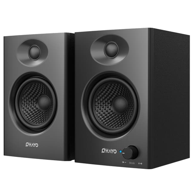OHAYO 60W Computer Speakers for Music and Gaming, Active Bluetooth 5.3, Stereo 2.0 Speakers for Desktop PC or Laptop, 3.5mm Aux RCA USB Input, 1 Pair, Black