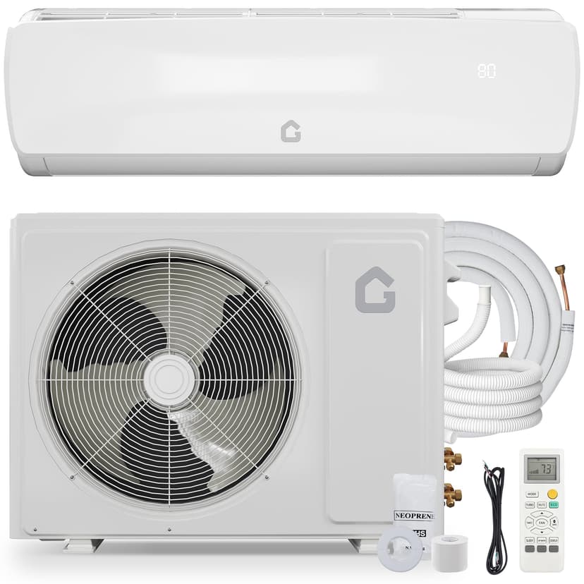 19 SEER2 Ultra-Quiet Mini Split AC | 9000 BTU 3-in-1 Cooling/Heating/Dehumidifier | 230V Inverter Heat Pump | 42dB Whisper Operation | 10ft Pre-Charged Line Set | White Modern Design