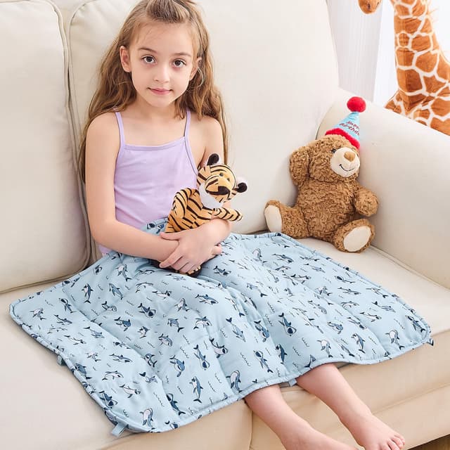 yescool Shark Weighted Lap Pad 2 Pounds Cooling Weighted Lap Pad, Small Weighted Blanket, Weighted Throw Blanket Gift for Travel Indoor Outdoor, 20"x30"