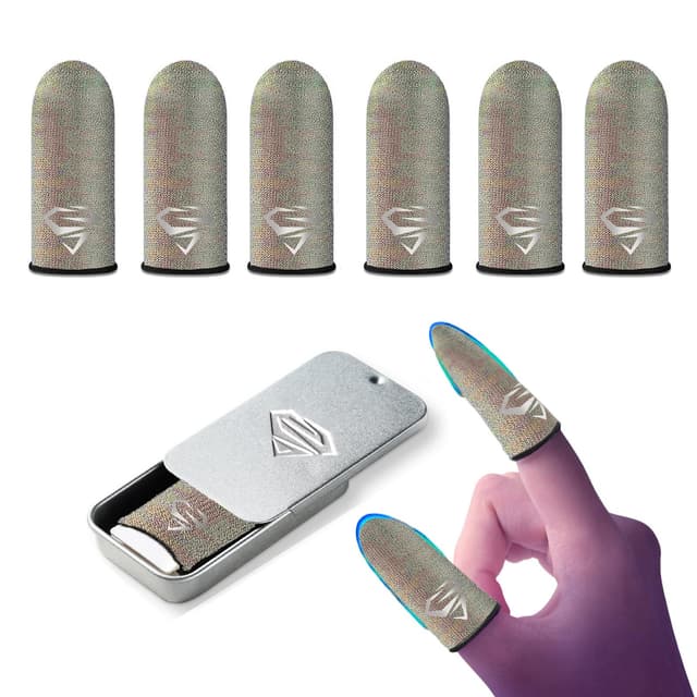 Ultra-Thin Silver Fiber Gaming Finger Sleeves - Breathable, Sweatproof, Seamless Fit with 0.15mm Precision for Enhanced Touchscreen Sensitivity, Anti-Slip Design, and All-Season Comfort