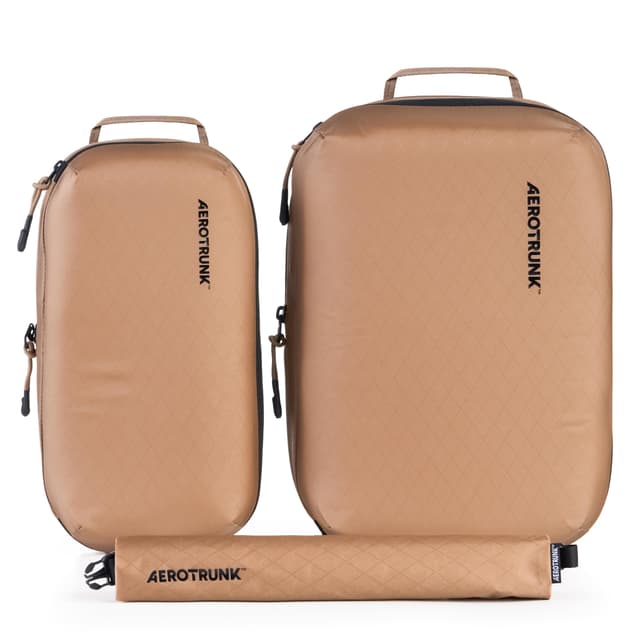 Aerotrunk Ultralight Compression Packing Cubes - Lightweight Travel Organizers for Suitcases and Luggage (3-Pack, Mocha)