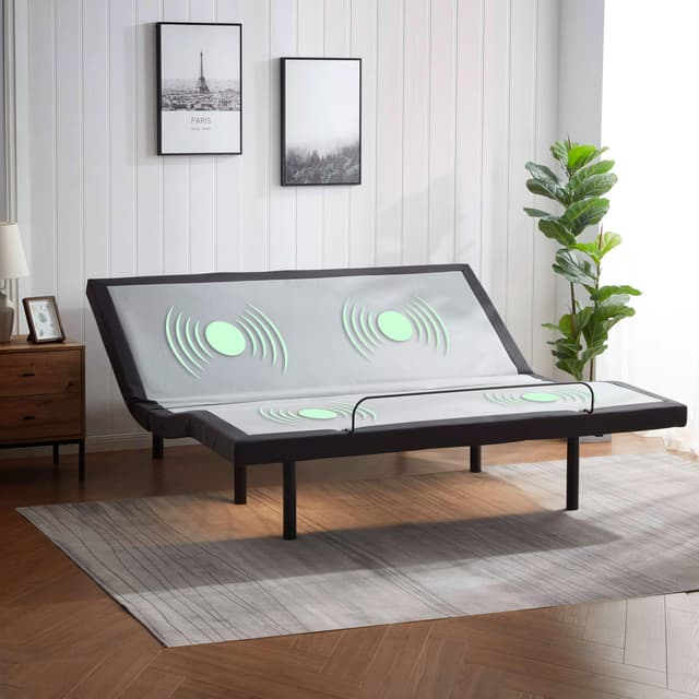 Nestl Adjustable Bed Frame - 2nd Generation - Adjustable Massage Cal King Bed Frame with Wireless Remote, Head & Foot Massage, Zero Gravity Fast & Easy Assembly, USB Ports, Under Bed LED Lighting