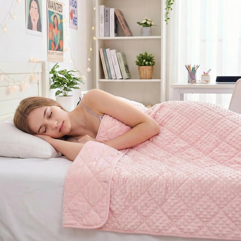 yescool Twin Size Pink Weighted Blanket for Adults 12 Pounds Cooling Weighted Heavy Blanket, Minky Throw Blankets Warm Weighted Comforter, Big Washable Thick Blankets Gift for 100-150lbs, 48 * 72in