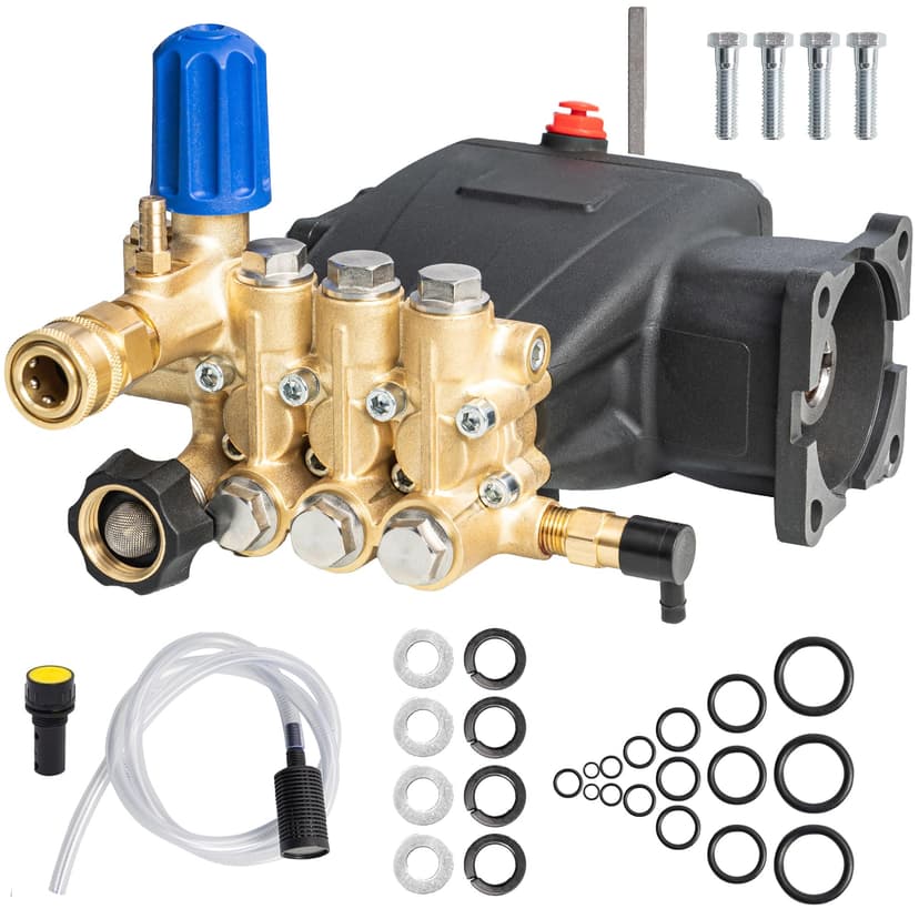 Hourleey Pressure Washer Pump, 3700PSI 2.5GPM 3/4" Shaft Horizontal Triplex Plunger Power Washer Pump Replacement with Adjustment Unloader, Compatible with Simpson MorFlex Models 40224, 40225, 40226