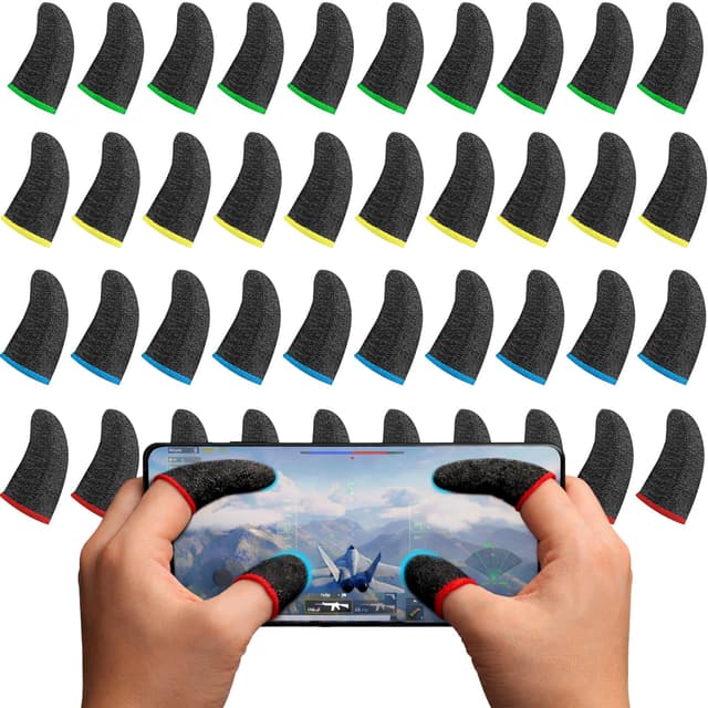 Geyoga 40 Pieces Gaming Finger Sleeve for Thumb Sleeves Mobile Gaming Finger Protector(Rich Colors)