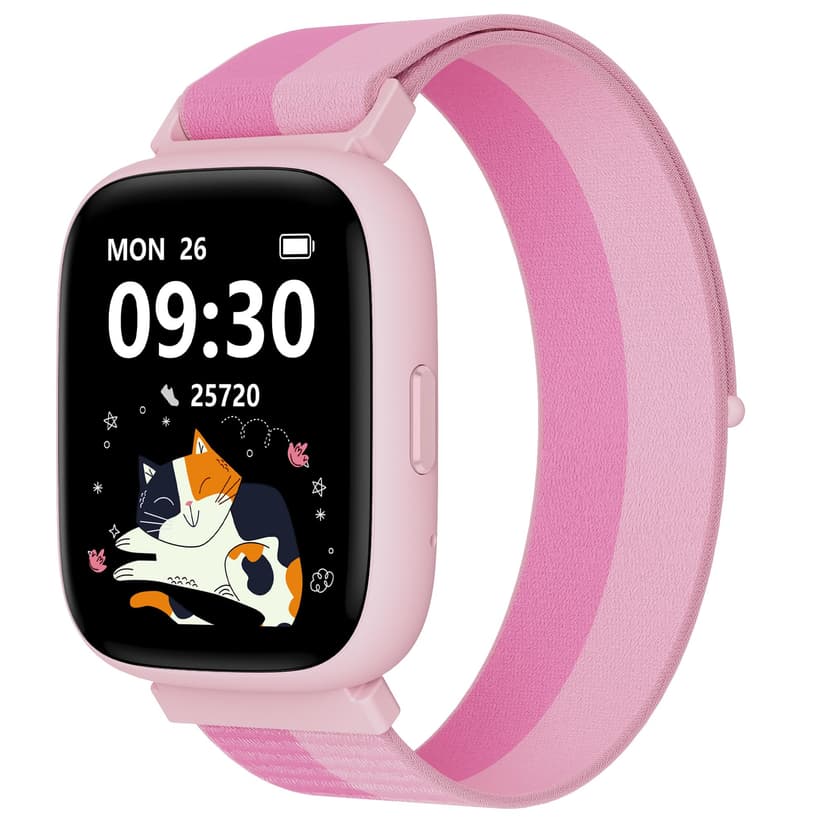 BIGGERFIVE Smart Watch for Kids, 1.8" Fitness Tracker Watch Pedometer, Heart Rate, IP68 Waterproof, Sleep Monitor, Calorie Step Counter, 5 Puzzle Games with/Without APP for Girls Teens 5-16, Nylon