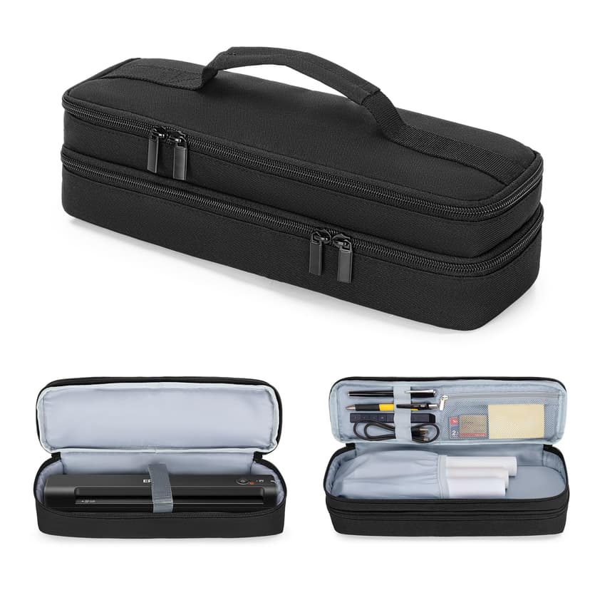 Yarwo Double-layer Document Scanner Travel Case, Image Scanner Carrying Bag Compatible with Brother DS-640/740D, Canon R10, Epson ES-50/60W, Great for Home, Office, Business, Travel, Black(Patented)
