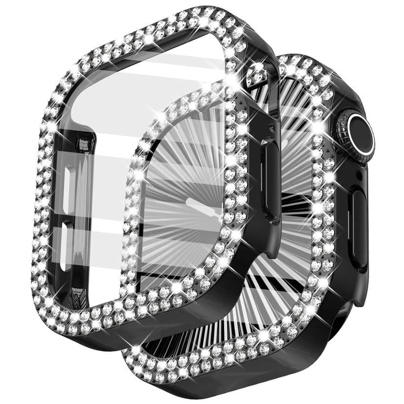 Surace Bling Apple Watch Case with Screen Protector Compatible with Apple Watch Series 11 Series 10 42mm, Crystal Diamond Overall Protective Case Face Cover Bumper 42mm, Black