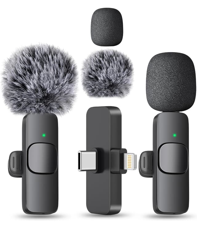 MAYBESTA Wireless Mini Microphone for iPhone, Android Phone - Lavalier Lapel Mic for Audio Video Recording - Clip on Content Creator Microphones for YouTube Tiktok Podcast Vlogging