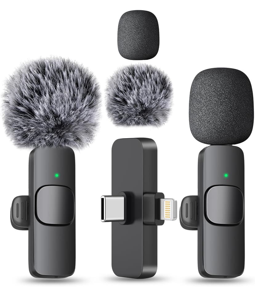 MAYBESTA Wireless Mini Microphone for iPhone, Android Phone - Lavalier Lapel Mic for Audio Video Recording - Clip on Content Creator Microphones for YouTube Tiktok Podcast Vlogging