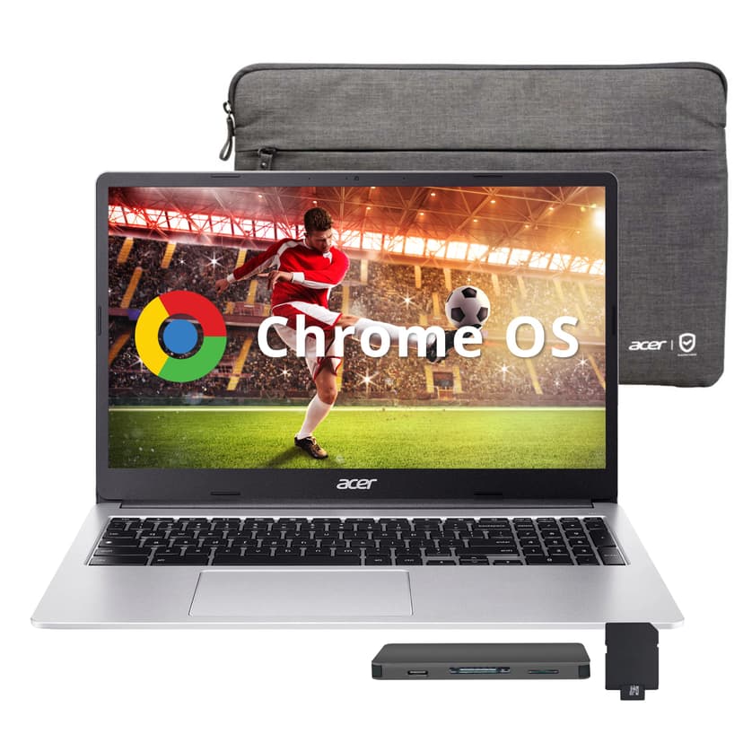 acer Chromebook 315 15.6" FHD Laptop, Intel Celeron N4500, 4GB LPDDR4 RAM, 1TB Storage (64GB eMMC + 1TB Docking Station Set), UHD Graphics, Full-Size Keyboard, Wi-Fi 6, Chrome OS, Silver