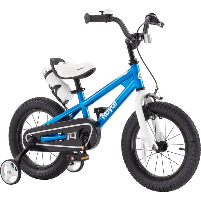 RoyalBaby Freestyle Kids Bike 14 Inch Childrens Bicycle with Training Wheels Toddlers Boys Girls Beginners Ages 3-5 Years, Blue