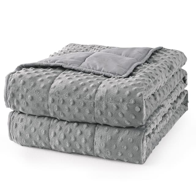 Mr. Sandman Weighted Blanket for Adults Queen Size 15 lbs, Soft Cooling Heavy Minky Blanket for Sleep, Washable Throw Blanket with Glass Beads, 60 x 80 Inches, Grey