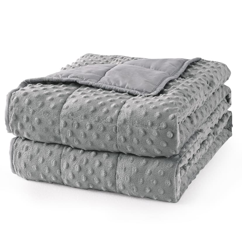 Mr. Sandman Weighted Blanket for Adults Queen Size 15 lbs, Soft Cooling Heavy Minky Blanket for Sleep, Washable Throw Blanket with Glass Beads, 60 x 80 Inches, Grey