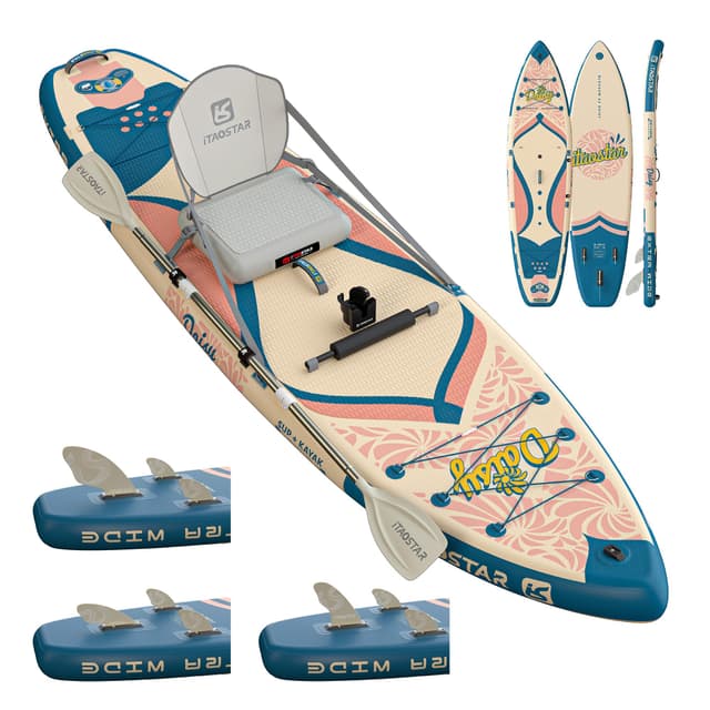 iTAOSTAR D03EP 34" Extra Wide Paddle Board for Better Balance, Inflatable Stand Up Paddle Board with Kayak Seat, Inflatable Paddle Boards for Adults of All Skill Levels with Premium SUP Accessories