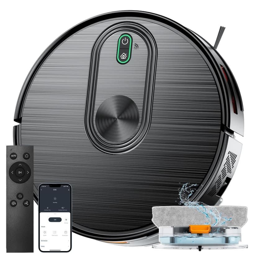 XIEBro Robot Vacuum and Mop Combo, 2 in 1 Robotic Vacuums Cleaner with 6500Pa Max Suction, App/Wi-Fi/Voice, Robot Vacuum with Schedule, Self-Charging, Slim, for Pet Hair, Hard Floor, Carpet