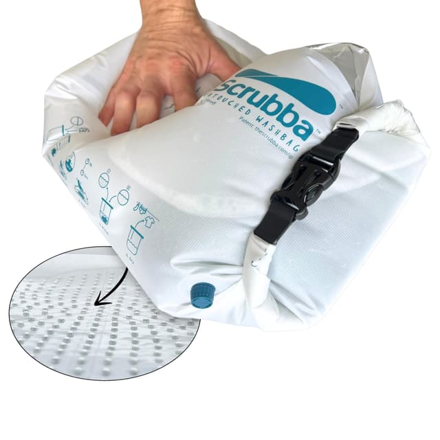 Scrubba Untouched Wash Bag - Portable Washing Machine - Eco-Friendly Manual Washing Machine for Travel, Camping, Baby Clothes - Travel Essentials, Gift - use with Laundry Detergent, & Sheets - 5.3 oz.