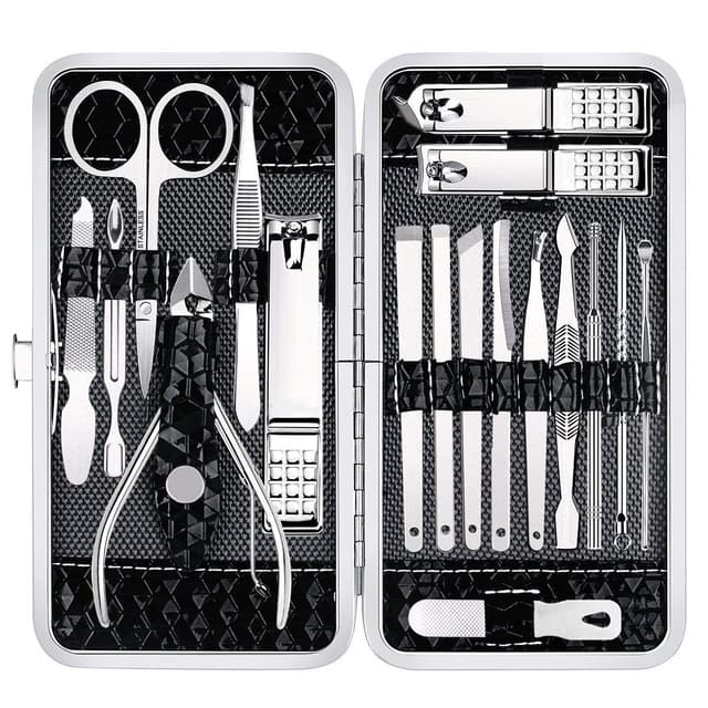 Nail Clippers Set Fingernail and Toenail Clipper Cutters for Men and Women, Professional Manicure Pedicure Grooming Kit, 18 Pieces Stainless Steel Nail Care Tools with PU Leather Travel Case