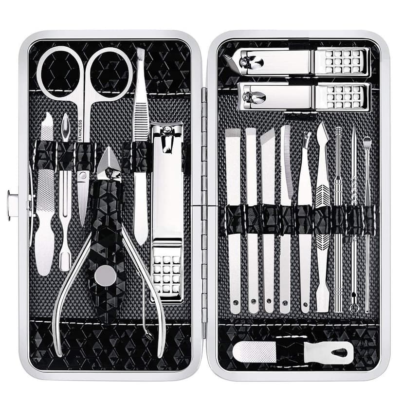 Nail Clippers Set Fingernail and Toenail Clipper Cutters for Men and Women, Professional Manicure Pedicure Grooming Kit, 18 Pieces Stainless Steel Nail Care Tools with PU Leather Travel Case