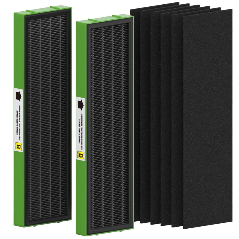 FLT4825VO Toxin Clear HEPA Replacement Compatible with AC4825 AC4300 AC4800 AC4900 AC4850, 2 True HEPA Filters & 6 Activated Carbon Pre-Filters, FLT4825VO, Black/Green