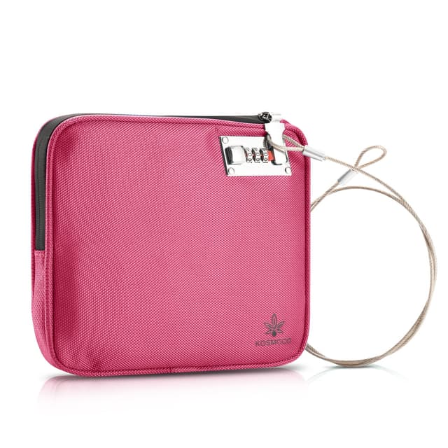 KOSMCCO Anti-Theft Locking Beach Bag, 9x7.5-inch Portable Beach Safe for Securing Your Valuables and Phone – Rose Red
