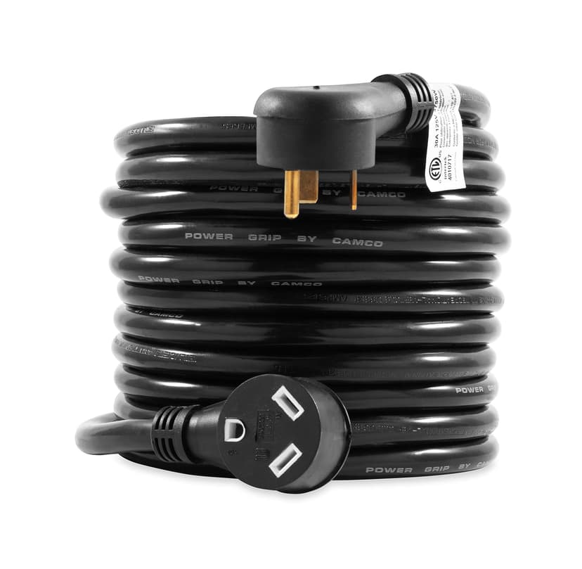 Camco 25-Ft 30 Amp RV Extension Cord - Rated for 125V / 3,750W - Features Heavy Duty 10-Gauge Copper Wire for Superior Conductivity & Coated w/Heat-Resilient PVC (55193)