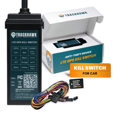 Trackhawk VL03 GPS Tracker with Kill Switch - 4G LTE Vehicle Tracking for Cars, Trucks & Trailers with Driver Monitoring, Anti-Theft Protection & Real-Time Location Tracking – Subscription Required