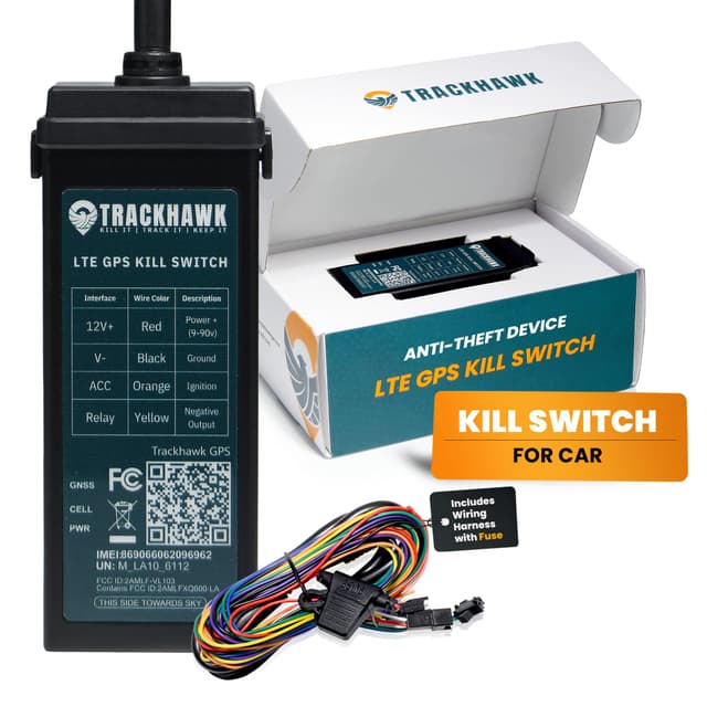 Trackhawk VL03 GPS Tracker with Kill Switch - 4G LTE Vehicle Tracking for Cars, Trucks & Trailers with Driver Monitoring, Anti-Theft Protection & Real-Time Location Tracking – Subscription Required
