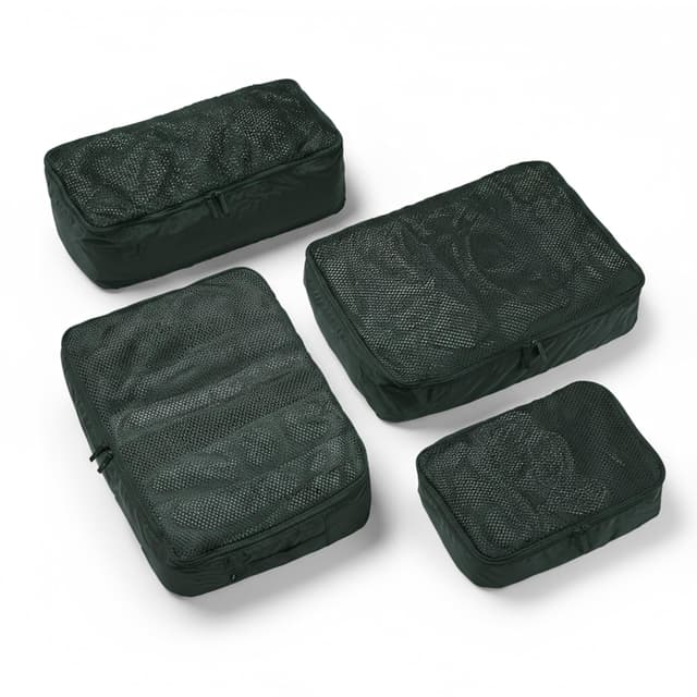 July Packing Cells - 4 Set Packing Cubes Luggage Organizer Bags (S, M, 2 x L), Must-Have Suitcase Organizer for Travel, Road Trip & Camping Accessories, Stain-proof, Washable, 3 Sizes - Forest