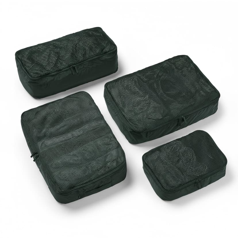 July Packing Cells - 4 Set Packing Cubes Luggage Organizer Bags (S, M, 2 x L), Must-Have Suitcase Organizer for Travel, Road Trip & Camping Accessories, Stain-proof, Washable, 3 Sizes - Forest