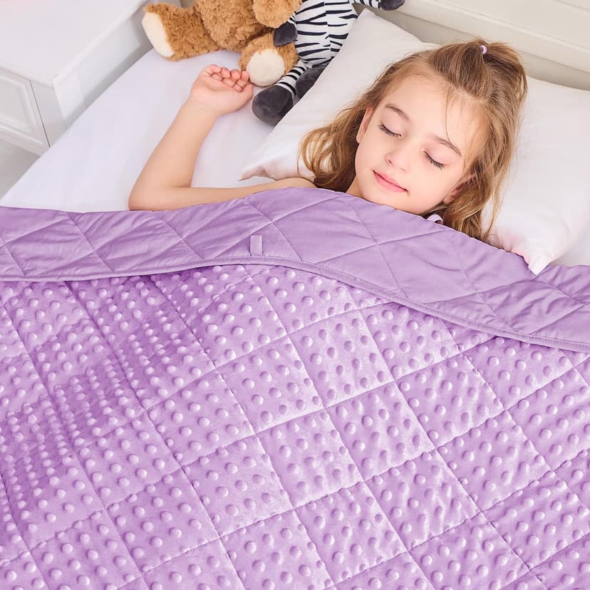 yescool Weighted Blanket 5 Pounds, Blanket Gifts for Boys and Girls, Small Weighted Throw Blankets Washable Heavy Blankets, Winter Weighted Comforter for 40-70lbs, 36 * 48in, Light Purple