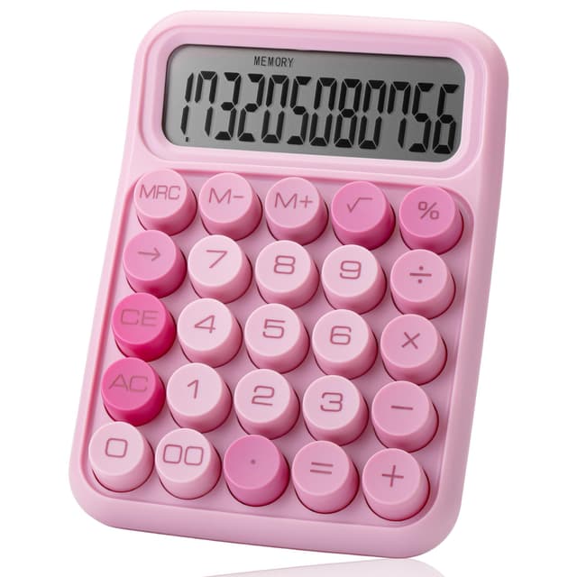 Mr. Pen- Mechanical Switch Calculator - 12 Digit Large LCD Display, Pink with Big Buttons, Valentine Gift