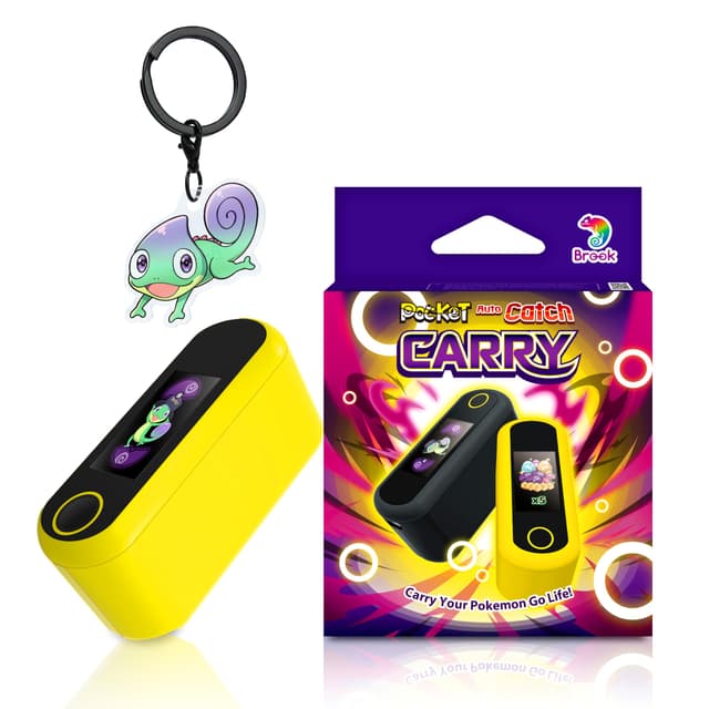Brook Pocket Auto Catch Carry with a Keychain - Dual Accounts Portable Version of Auto Catch Pocket Monsters, Auto Catcher, Go Plus Accessory [Exclusive Version] (Pika Yellow)