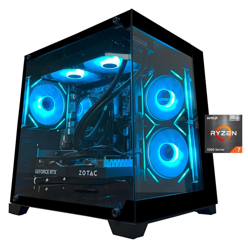 YAWYORE Gaming PC Desktop Computer, Ryzen 7 5700X,RTX 5060,32GB DDR4 RAM and 1TB M.2 NVMe SSD, 240 Liquid Cooler, ARGB Fans,Game Design Office