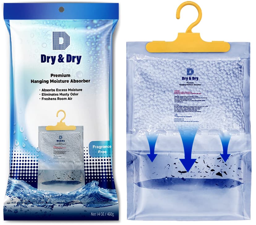 Dry & Dry 40 Pack [Net 14 Oz/Pack] Premium Hanging Moisture Absorbers to Control Excess Moisture for Basements, Closets, Bathrooms, Laundry Rooms. - Ultra Strong Moisture Absorbers
