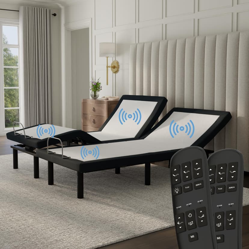 Blissful Nights Split King e4 Adjustable Bed Base Frame with Zero Gravity, Massage, Anti-Snore, Dual USB Charging, Under Bed Nightlight