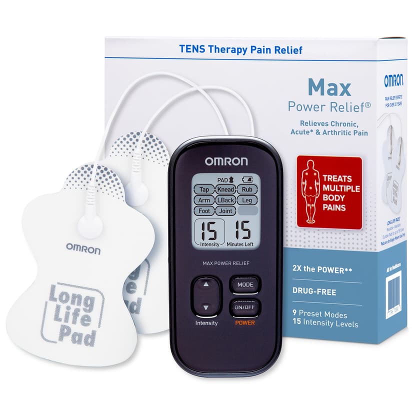 OMRON Max Power Relief TENS Unit Muscle Stimulator - Massage Therapy for Lower Back, Arm, Foot, Shoulder, and Arthritis Pain - Drug-Free Pain Relief