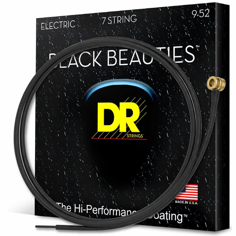 DR Strings Electric Guitar Strings, Black Beauties-Black Coated, 9-52 (BKE-7/9)