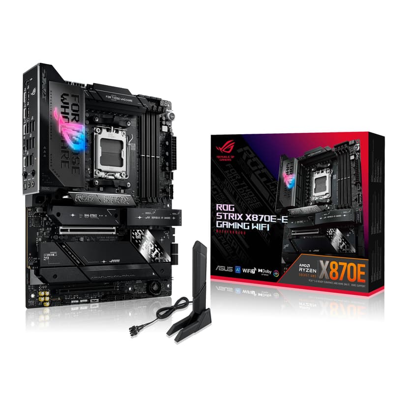 ASUS ROG Strix X870E-E Gaming WiFi AMD AM5 X870 ATX Motherboard 18+2+2 Power Stages, Dynamic OC Switcher, Core Flex, DDR5 AEMP, WiFi 7, 5X M.2, PCIe® 5.0, Q-Release Slim, USB4®, AI OCing & Networking