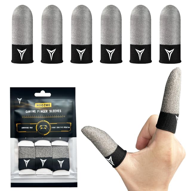Improved Version-Visible Pure Silver Fiber&Carbon Fiber Professional Model Gaming Finger Sleeves,No Rubber Band,Maximum Touch Response,Comfortable fit, Anti-Sweat,Fit All Touchscreen Devices-6 Pack
