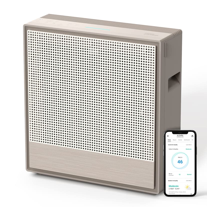 COWAY Air Purifiers for Home Large Room Up to 1,860 ft², Washable Pre-Filter and HEPA Filter for Smoke, Allergies, Pet Dander, Odor, AQI, App Control, Smart, 3yr Warranty, Airmega 250S Wifi