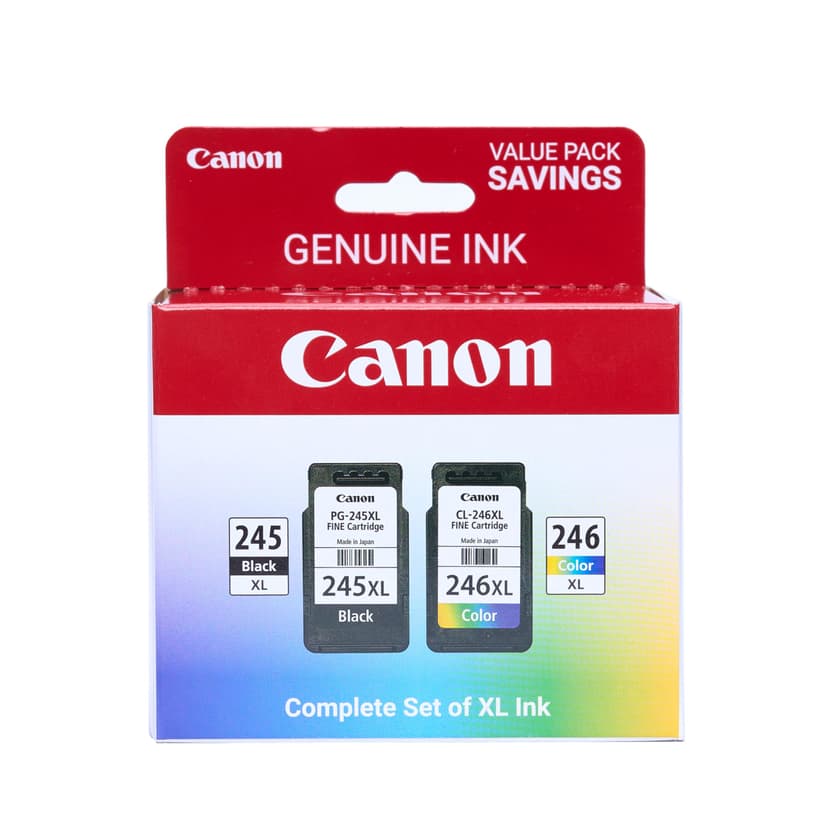 Canon PG-245 XL / CL-246 XL Genuine Ink Value Pack (2 Cartridges), Compatible with iP2820, MG2420/2924/2920/3020/2522/2525, MX492, TS3120/302/302a/202/202a/4520/3320