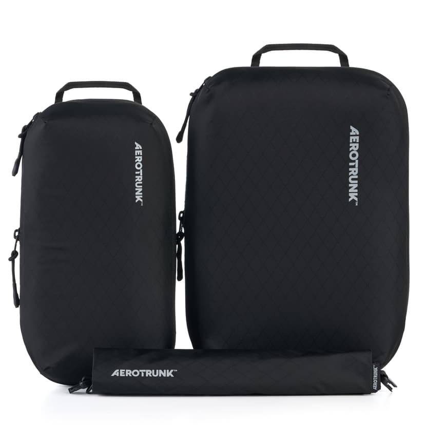 Aerotrunk Ultralight Compression Packing Cubes - Lightweight Travel Organizers for Suitcases and Luggage (3-Pack, Black)