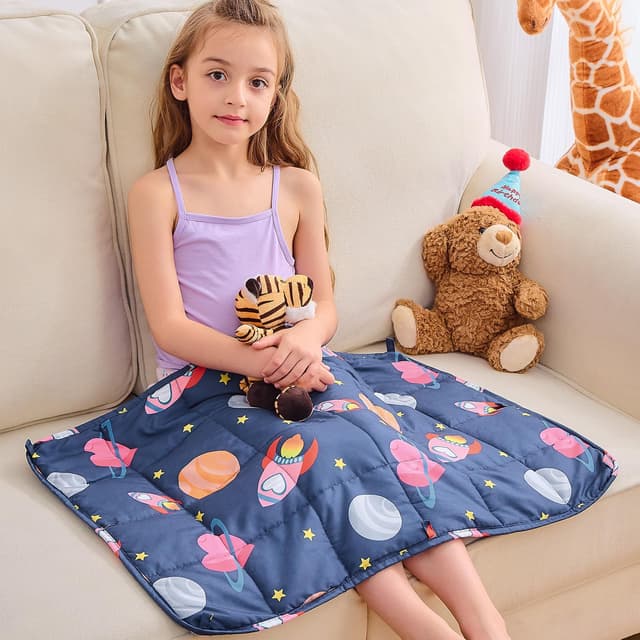 yescool Weighted Lap Pad 2 Pounds Weighted Lap Blanket, Space Plane Small Weighted Blanket, Weighted Throw Blanket Gift for Travel Indoor Outdoor, 20"x30"