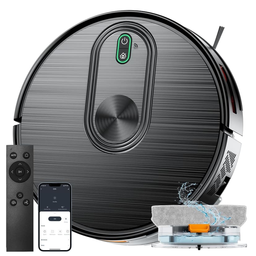 XIEBro Robot Vacuum and Mop Combo, 2 in 1 Robotic Vacuums Cleaner with 6500Pa Max Suction, App/Wi-Fi/Voice, Robot Vacuum with Schedule, Self-Charging, Slim, for Pet Hair, Hard Floor, Carpet