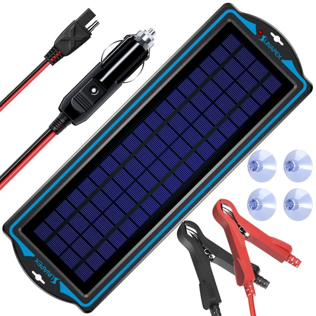 SUNAPEX 12V Solar Battery Charge: 5W Waterproof Portable Solar Panel Kit - Battery Maintainer Trickle Charger - with Upgrade Built in Charge Controller for Car Boat RV Trailer Automotive Motorcycle