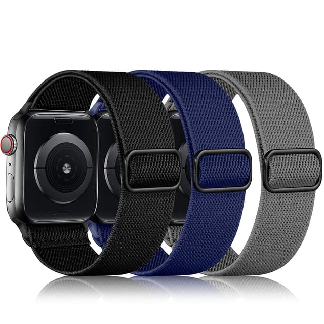 DaQin 3 Pack Stretchy Solo Loop Compatible with Apple Watch Bands for Men 49mm 46mm 45mm 44mm 42mm, Soft Nylon Braided Elastic Strap for iWatch Band Series 11 10 9 8 7 6 5 4 3 SE Ultra 3 Ultra 2 Ultra